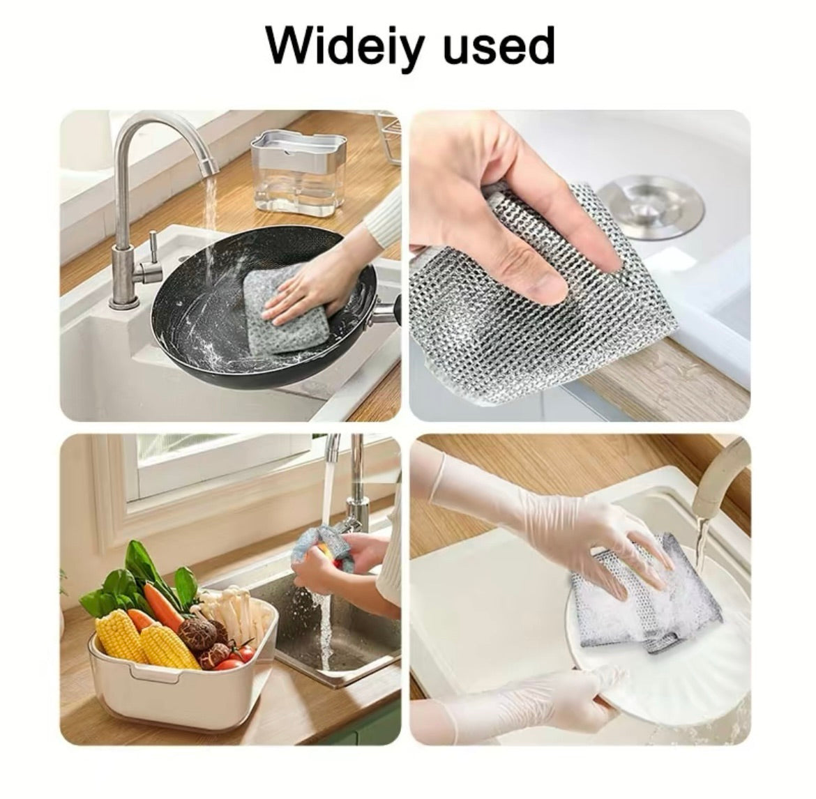 10 Counts Multipurpose Non-Scratch Wire Dishcloths -Reusable Dishwashing Rags for Wet & Dry Use