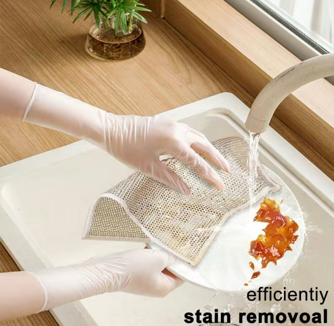 10 Counts Multipurpose Non-Scratch Wire Dishcloths -Reusable Dishwashing Rags for Wet & Dry Use