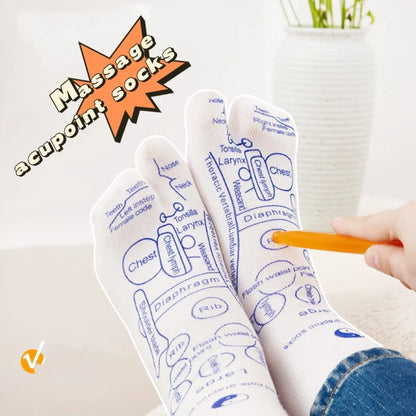 Illustrated Guide of Reflexology Socks with Acupressure Points for Foot Massage