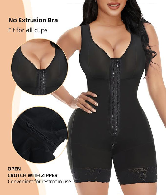 YIANNA Fajas Colombianas Shapewear for Women Tummy Control Full Shapewear Butt Lifter with Zipper Crotch