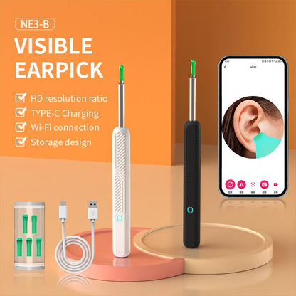 Earwax Removal Tool Set with Camera - Portable 360° Wide Angle Ear Cleaner with Type-C Rechargeable, Waterproof Endoscope Ear Cleaning Tool
